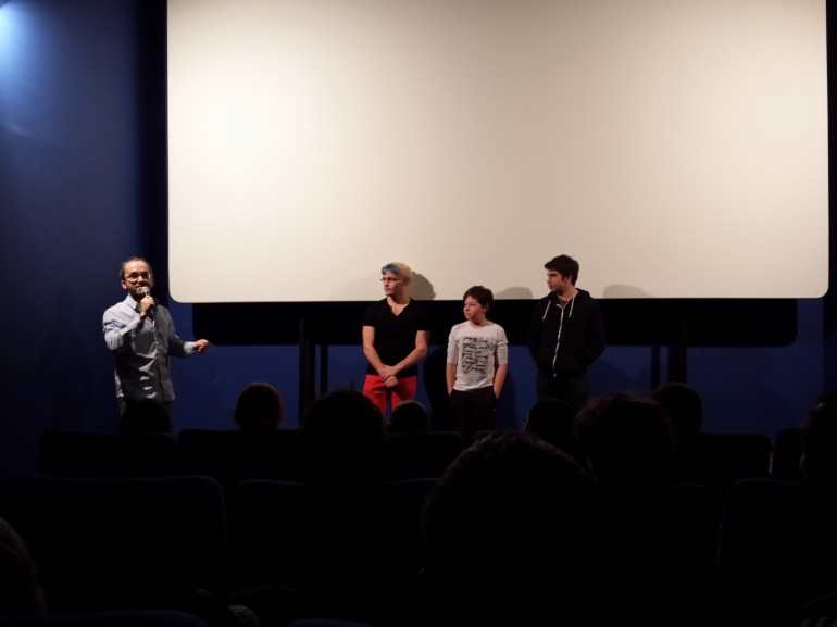 Sébastien, de Radio Campus, sur le point de faire gagner une affiche géante du film suite au meilleur cri de Totoro :)